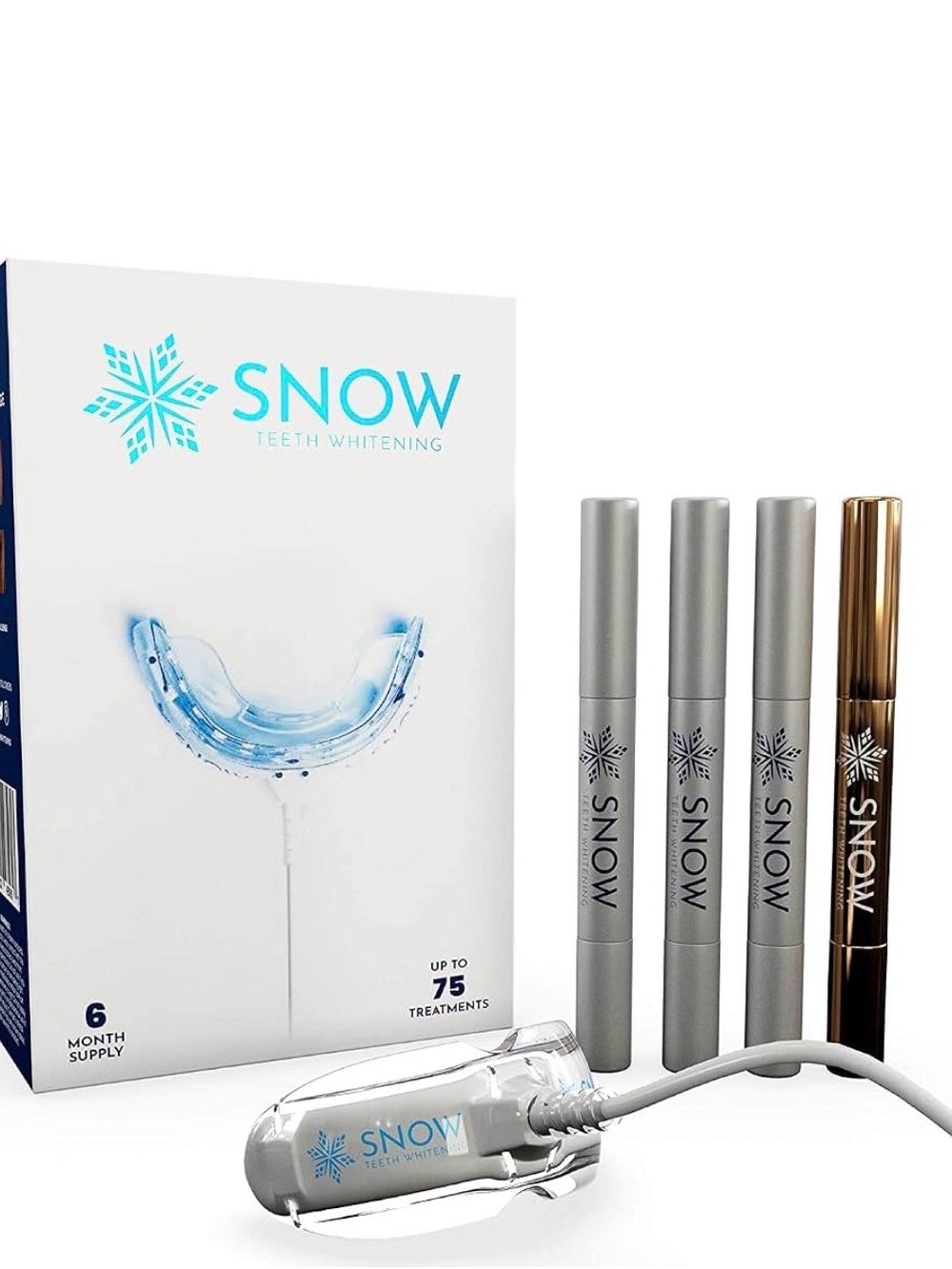 SNOW Teeth Whitening Kit - 3 Silver & 1 Gold Pens with Blue Accented LED